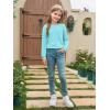 Haloumoning Girls Long Sleeve Shirts Kids Crewneck Soft Tunic Tops Basic Casual T-Shirts 5-14 Years with Pocket(Sky Blue)