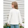 Haloumoning Girls Long Sleeve Shirts Kids Crewneck Soft Tunic Tops Basic Casual T-Shirts 5-14 Years with Pocket(White)