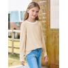 Haloumoning Girls Long Sleeve Shirts Kids Crewneck T-Shirts Tops Cute Fall Blouse Tees 5-14 Years(Apricot)