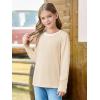 Haloumoning Girls Long Sleeve Shirts Kids Crewneck T-Shirts Tops Cute Fall Blouse Tees 5-14 Years(Apricot)