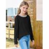 Haloumoning Girls Long Sleeve Shirts Kids Crewneck T-Shirts Tops Cute Fall Blouse Tees 5-14 Years(Black)