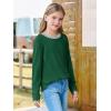 Haloumoning Girls Long Sleeve Shirts Kids Crewneck T-Shirts Tops Cute Fall Blouse Tees 5-14 Years(Dark Green)