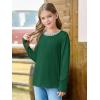 Haloumoning Girls Long Sleeve Shirts Kids Crewneck T-Shirts Tops Cute Fall Blouse Tees 5-14 Years(Dark Green)
