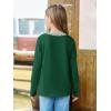 Haloumoning Girls Long Sleeve Shirts Kids Crewneck T-Shirts Tops Cute Fall Blouse Tees 5-14 Years(Dark Green)
