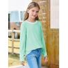 Haloumoning Girls Long Sleeve Shirts Kids Crewneck T-Shirts Tops Cute Fall Blouse Tees 5-14 Years(Mint Green)