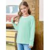 Haloumoning Girls Long Sleeve Shirts Kids Crewneck T-Shirts Tops Cute Fall Blouse Tees 5-14 Years(Mint Green)
