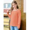 Haloumoning Girls Long Sleeve Shirts Kids Crewneck T-Shirts Tops Cute Fall Blouse Tees 5-14 Years(Orange)