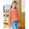 Haloumoning Girls Long Sleeve Shirts Kids Crewneck T-Shirts Tops Cute Fall Blouse Tees 5-14 Years(Orange)