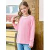 Haloumoning Girls Long Sleeve Shirts Kids Crewneck T-Shirts Tops Cute Fall Blouse Tees 5-14 Years(Pink)