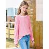 Haloumoning Girls Long Sleeve Shirts Kids Crewneck T-Shirts Tops Cute Fall Blouse Tees 5-14 Years(Pink)