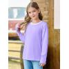 Haloumoning Girls Long Sleeve Shirts Kids Crewneck T-Shirts Tops Cute Fall Blouse Tees 5-14 Years(Purple)
