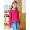 Haloumoning Girls Long Sleeve Shirts Kids Crewneck T-Shirts Tops Cute Fall Blouse Tees 5-14 Years(Rose Red)