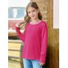 Haloumoning Girls Long Sleeve Shirts Kids Crewneck T-Shirts Tops Cute Fall Blouse Tees 5-14 Years(Rose Red)