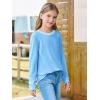 Haloumoning Girls Long Sleeve Shirts Kids Crewneck T-Shirts Tops Cute Fall Blouse Tees 5-14 Years(Sky Blue)