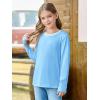 Haloumoning Girls Long Sleeve Shirts Kids Crewneck T-Shirts Tops Cute Fall Blouse Tees 5-14 Years(Sky Blue)