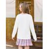 Haloumoning Girls Long Sleeve Shirts Kids Crewneck T-Shirts Tops Cute Fall Blouse Tees 5-14 Years(White)
