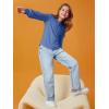 Haloumoning Girls Puff Long Sleeve Shirts Kids Casual Crewneck Soft Tunic Tops Blouse 5-14 Years(Navy Blue)