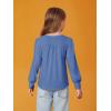 Haloumoning Girls Puff Long Sleeve Shirts Kids Casual Crewneck Soft Tunic Tops Blouse 5-14 Years(Navy Blue)