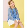 Haloumoning Girls Sequin Sweatshirts Kids Fashion Crewneck Long Batwing Sleeve Pullover Clothes 5-14 Years(Blue)