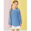 Haloumoning Girls Sequin Sweatshirts Kids Fashion Crewneck Long Batwing Sleeve Pullover Clothes 5-14 Years(Blue)