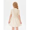 Haloumoning Girls Short Sleeve Mock Neck Dress Summer Casual Dresses A-Line Swing Elegant Sundress(Apricot)