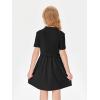 Haloumoning Girls Short Sleeve Mock Neck Dress Summer Casual Dresses A-Line Swing Elegant Sundress(Black)