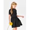 Haloumoning Girls Short Sleeve Mock Neck Dress Summer Casual Dresses A-Line Swing Elegant Sundress(Black)