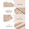 Haloumoning Girls Short Sleeve Mock Neck Dress Summer Casual Dresses A-Line Swing Elegant Sundress(Khaki)