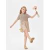 Haloumoning Girls Short Sleeve Mock Neck Dress Summer Casual Dresses A-Line Swing Elegant Sundress(Khaki)