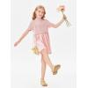 Haloumoning Girls Short Sleeve Mock Neck Dress Summer Casual Dresses A-Line Swing Elegant Sundress(Pink)