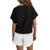Haloumoning Girls Short Sleeve T Shirt Crewneck Knit Crop Top Hollow Out Pullovers Sweater 5-14 Years(Black)