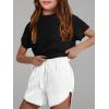 Haloumoning Girls Short Sleeve T Shirt Crewneck Knit Crop Top Hollow Out Pullovers Sweater 5-14 Years(Black)