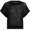Haloumoning Girls Short Sleeve T Shirt Crewneck Knit Crop Top Hollow Out Pullovers Sweater 5-14 Years(Black)