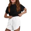 Haloumoning Girls Short Sleeve T Shirt Crewneck Knit Crop Top Hollow Out Pullovers Sweater 5-14 Years(Black)