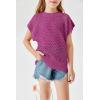 Haloumoning Girls Short Sleeve T Shirt Crewneck Knit Crop Top Hollow Out Pullovers Sweater 5-14 Years(Hot Pink)