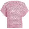 Haloumoning Girls Short Sleeve T Shirt Crewneck Knit Crop Top Hollow Out Pullovers Sweater 5-14 Years(Pink)