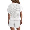 Haloumoning Girls Short Sleeve T Shirt Crewneck Knit Crop Top Hollow Out Pullovers Sweater 5-14 Years(White)