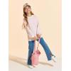Haloumoning Girls Striped Pullover Sweaters Chenille Crew Neck Cable Knit Tops 5-14 Years(Pink)