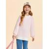Haloumoning Girls Striped Pullover Sweaters Chenille Crew Neck Cable Knit Tops 5-14 Years(Pink)