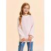 Haloumoning Girls Striped Pullover Sweaters Chenille Crew Neck Cable Knit Tops 5-14 Years(Pink)