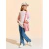 Haloumoning Girls Striped Pullover Sweaters Chenille Crew Neck Cable Knit Tops 5-14 Years(Pink)
