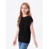 Haloumoning Girls Tops Summer Cute Vest Kids Cap Sleeve Crewneck Tanks Knit Loose Tops with Pocket 5-14 Years(Black)
