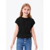 Haloumoning Girls Tops Summer Cute Vest Kids Cap Sleeve Crewneck Tanks Knit Loose Tops with Pocket 5-14 Years(Black)