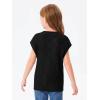 Haloumoning Girls Tops Summer Cute Vest Kids Cap Sleeve Crewneck Tanks Knit Loose Tops with Pocket 5-14 Years(Black)