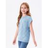Haloumoning Girls Tops Summer Cute Vest Kids Cap Sleeve Crewneck Tanks Knit Loose Tops with Pocket 5-14 Years(Blue)