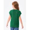 Haloumoning Girls Tops Summer Cute Vest Kids Cap Sleeve Crewneck Tanks Knit Loose Tops with Pocket 5-14 Years(Green)