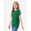 Haloumoning Girls Tops Summer Cute Vest Kids Cap Sleeve Crewneck Tanks Knit Loose Tops with Pocket 5-14 Years(Green)