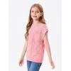 Haloumoning Girls Tops Summer Cute Vest Kids Cap Sleeve Crewneck Tanks Knit Loose Tops with Pocket 5-14 Years(Pink)