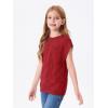 Haloumoning Girls Tops Summer Cute Vest Kids Cap Sleeve Crewneck Tanks Knit Loose Tops with Pocket 5-14 Years(Red)