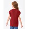 Haloumoning Girls Tops Summer Cute Vest Kids Cap Sleeve Crewneck Tanks Knit Loose Tops with Pocket 5-14 Years(Red)